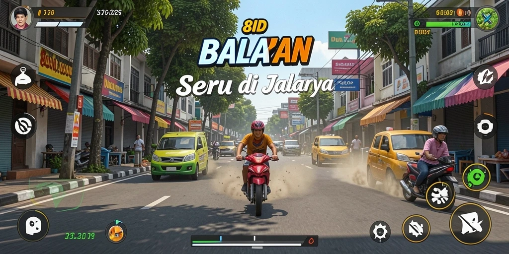 Screenshot gameplay 8ID menampilkan balapan yang mendebarkan dan mobil canggih.
